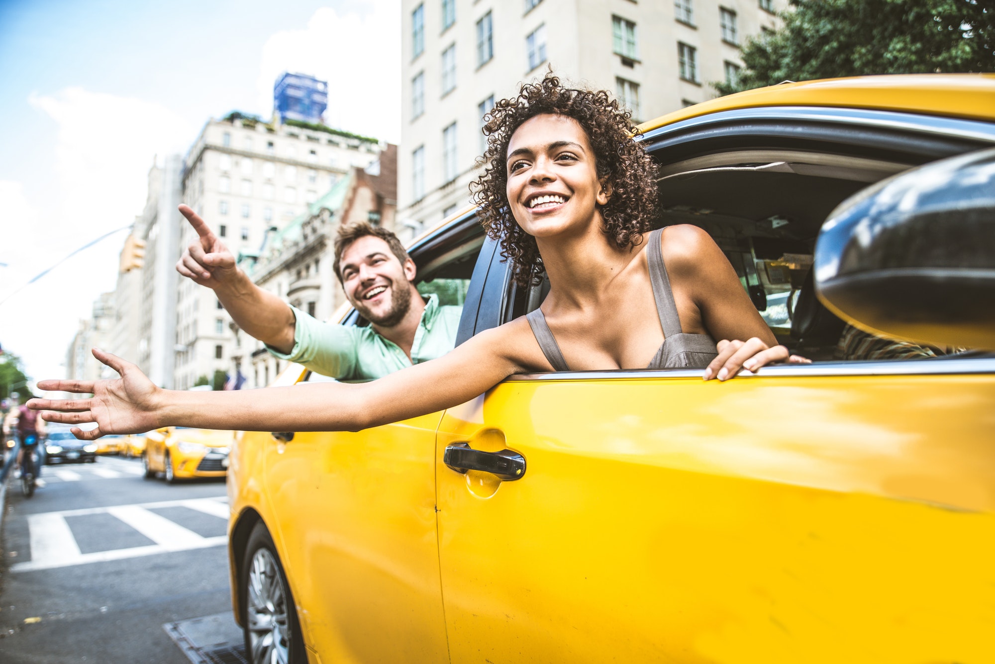 couple on a taxi in manhattan